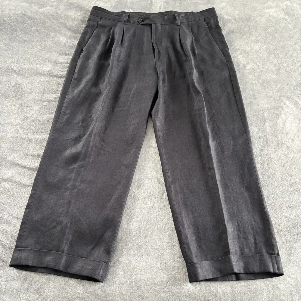 Mens‎ Gray Pleated Dress Pants Trousers Career Office Business Casual Size 38